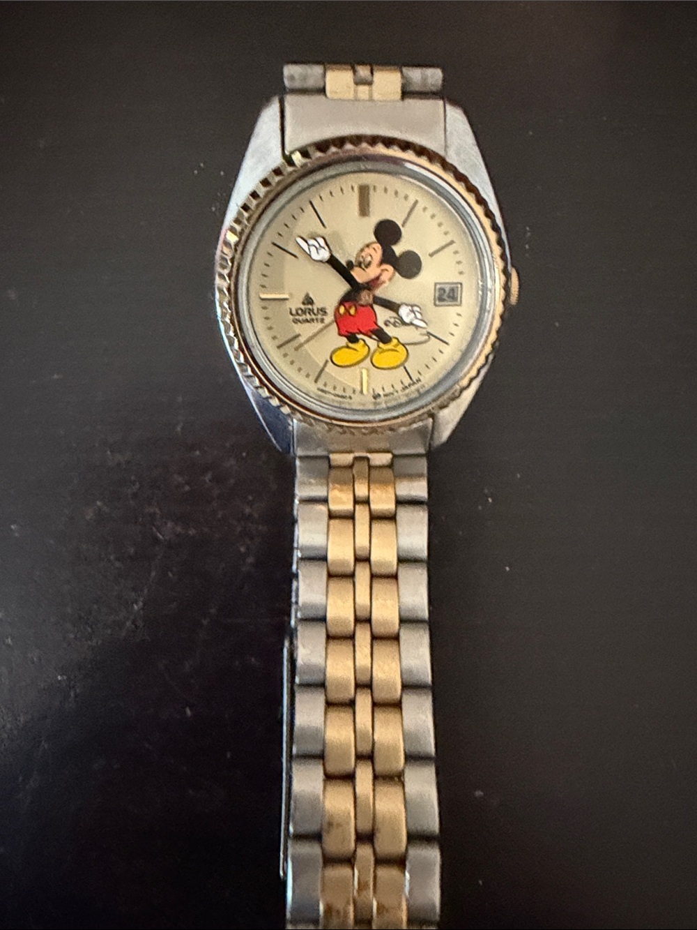 Disney Mickey Mouse Two-Tone Gold and Silver Lorus Quartz Watch